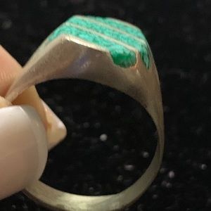 Sterling silver Men’s green stone ring